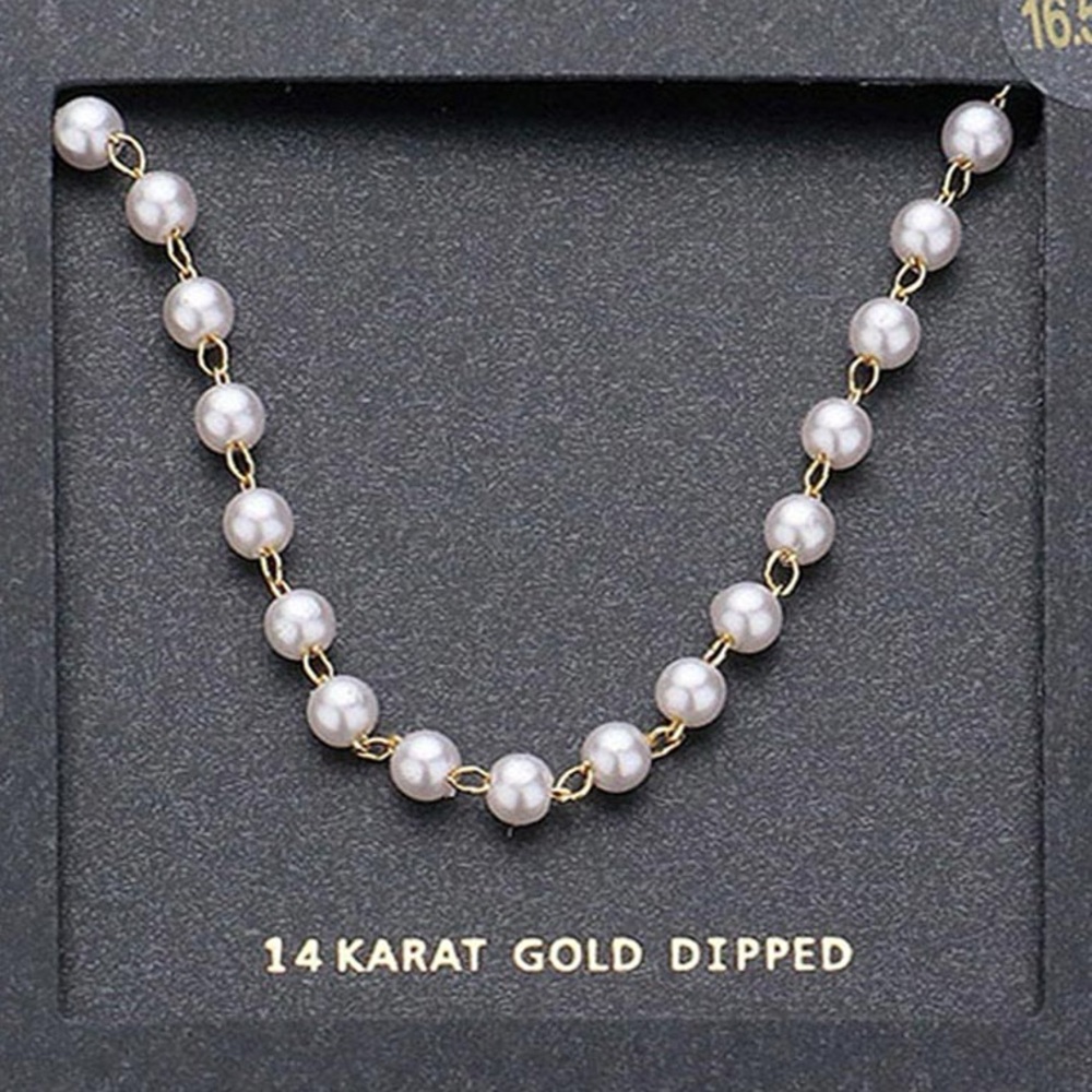 14K Gold Dipped Pearl Station Necklace